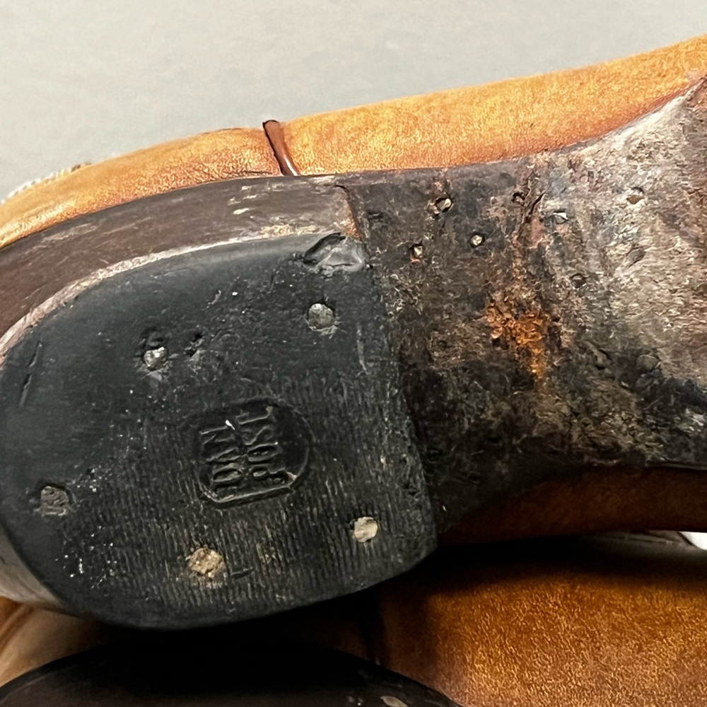 Tony Lama Two-Tone Tan and Dark Brown Western Heeled Cowboy Boots - Picture 11 of 14